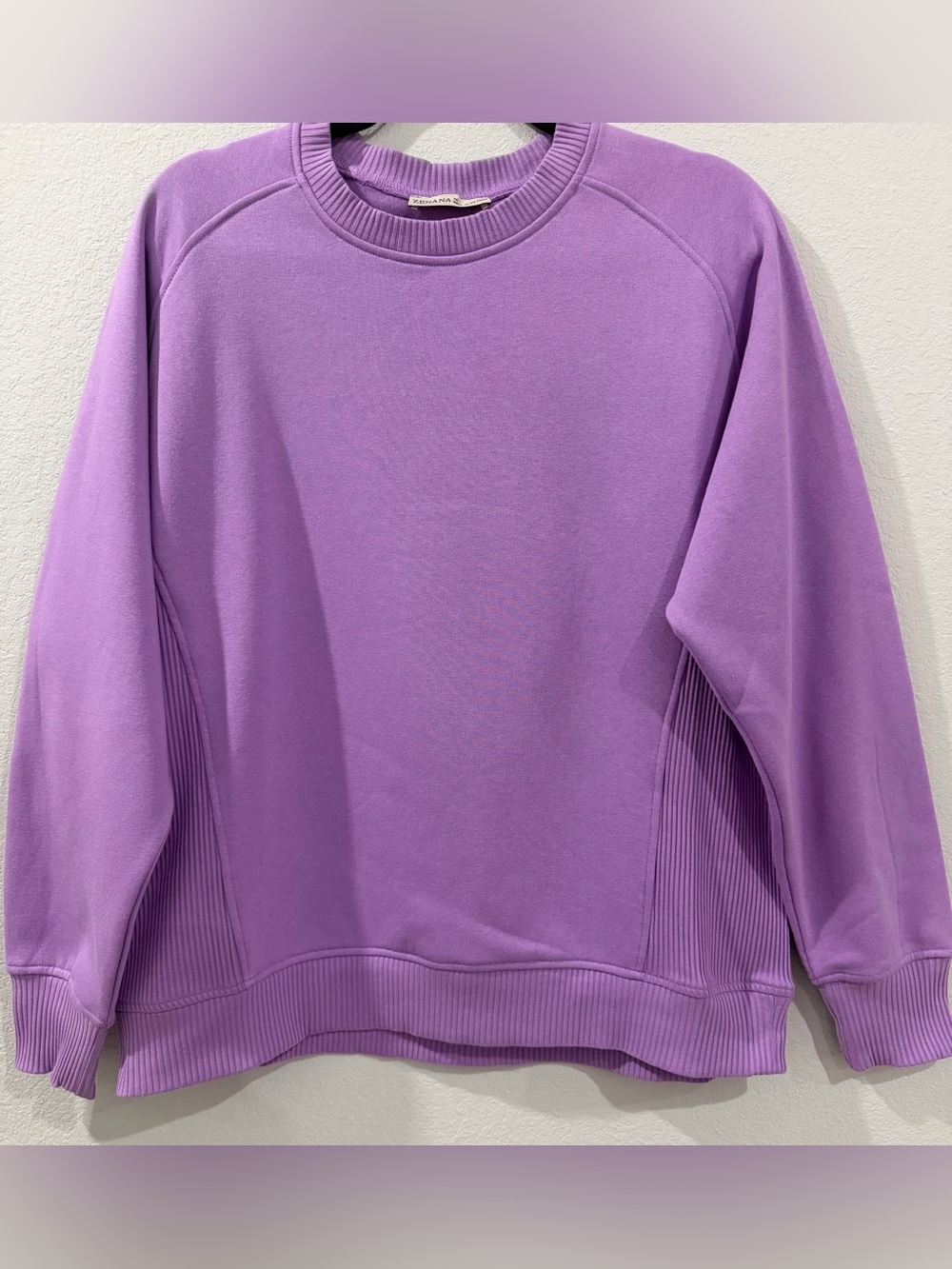 Zenana Lilac Light Purple Relaxed Crewneck Pullover Soft Sweatshirt Top Medium